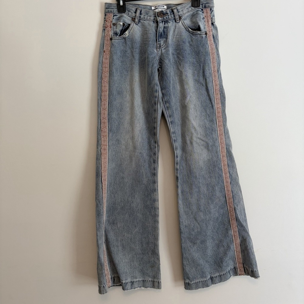 OneTeaspoon x Free People Blue Blossom Westender Flares Jeans 26 Wide Leg Boho